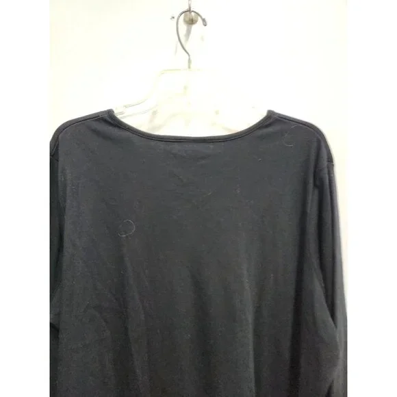 Quaker Factory Womens Wearable Art Top XL Black Floral Embroidery 3/4 Sleeve - Picture 8 of 8